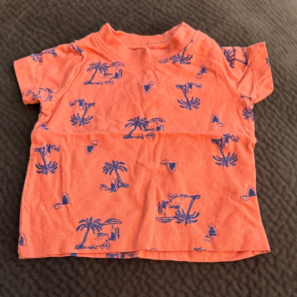 Carter's Coral Tee with Navy Palm Print